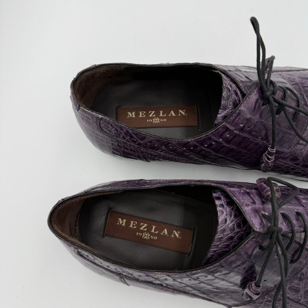 Mezlan Genuine Crocodile Monkstrap Dress Shoes Purple Men’s 12 Italy Luxury - Picture 6 of 13